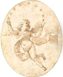 A flying putto among stars by Ubaldo Gandolfi