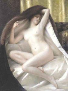 Youn Woman Wrapped in a Fur Blanket