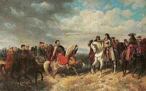 Meeting of King John III Sobieski with Emperor Leopold I near Schwechat by Artur Grottger