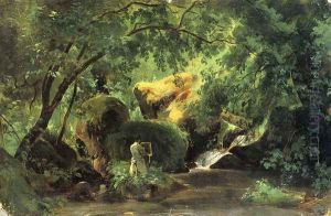 Forest Interior with an Artist, Civita Castellana by Andre Giroux
