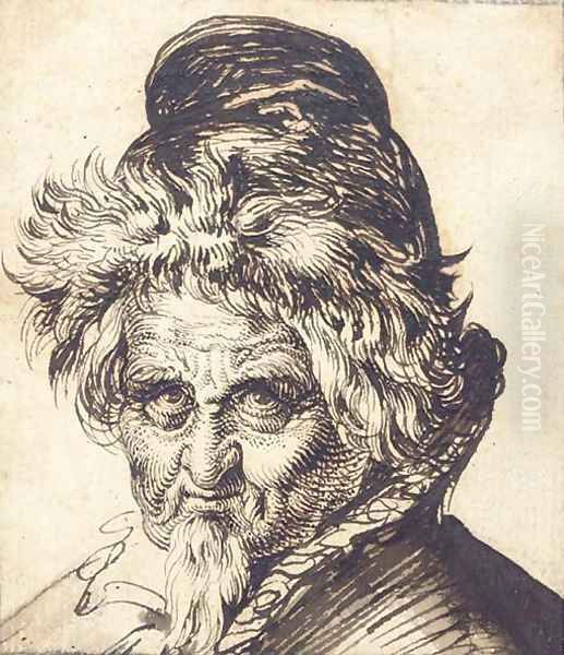 Head of a bearded man wearing a cap - view 1