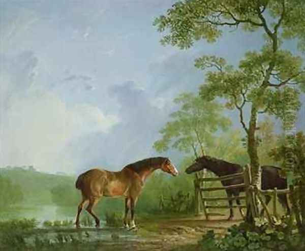 Mare and Stallion in a Landscape - view 1