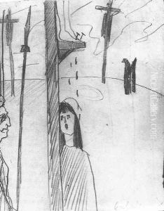 Golgotha c. 1910 by Lajos Gulacsy