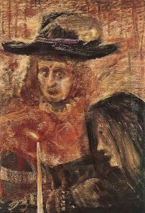 Man with Hat and Woman with Black Scarf 1912-15 by Lajos Gulacsy