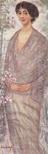 Young Woman with Rose-tree 1910-12 by Lajos Gulacsy
