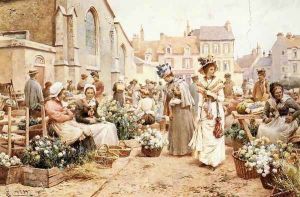 Flower Market in a French Town by Alfred Glendening