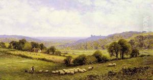 Near Amberley, Sussex, with Arundel Castle in the Distance by Alfred Glendening