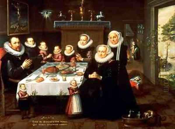 A Portrait of a Family saying Grace Before a Meal - view 1