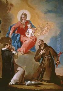 Rosary Mother of God with Sts Dominic and Francis of Assisi by Nicola Grassi