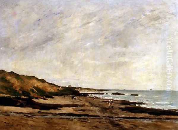 A Coastal View with Figures on a Shore - view 1