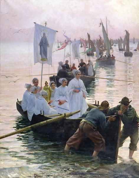 The Arrival of the Procession of St Anne from Fouesnant to Concarneau 1887 - view 1