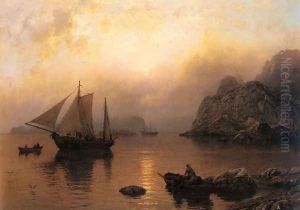 Fishing Party At Sunrise by Hans Fredrik Gude