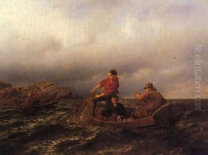 Hauling in the Nets by Hans Fredrik Gude