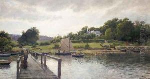 Fishing at S&oslash;lvkronen (Fisking ved S&oslash;lvkronen) by Hans Fredrik Gude