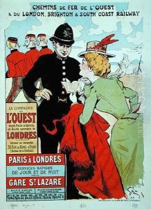 Poster advertising train services from Paris to London for the Compagnie des Chemins de Fer de lOuest Poster advertising train services from Paris to London for the Compagnie des Chemins de Fer de lOuest