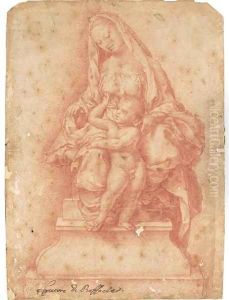 The Madonna and Child seated on a throne by Girolamo Genga