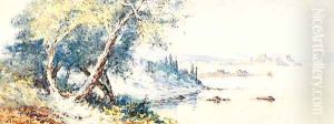 A Coastal Inlet On Corfu With The Harbour Beyond by Angelos Giallina