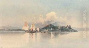 Trading vessels before the old fort, Corfu town by Angelos Giallina