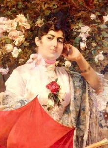 The Red Parasol by Jose Garcia y Ramos