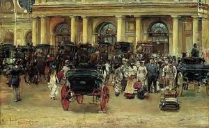 At the railway station by Jose Garcia y Ramos