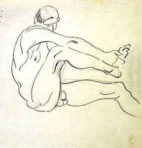 Male Nude holding his right Foot