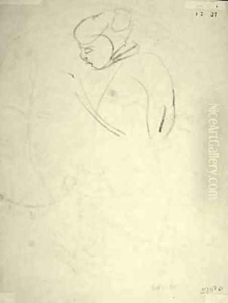 Study of a Woman looking down - view 1