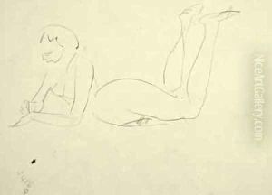 Nude Girl Laying on Floor