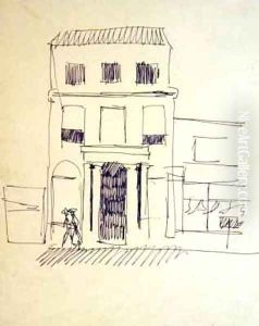 London Street with Figures Female Promenader