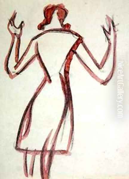 Woman backview arms raised - view 1