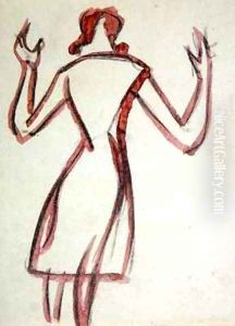 Woman backview arms raised by Henri Gaudier-Brzeska