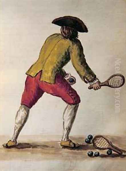 Nobleman playing racquets - view 1