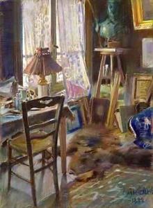 The studio of Comte Deheaulme de Vallombreuse by Akseli Valdemar Gallen-Kallela