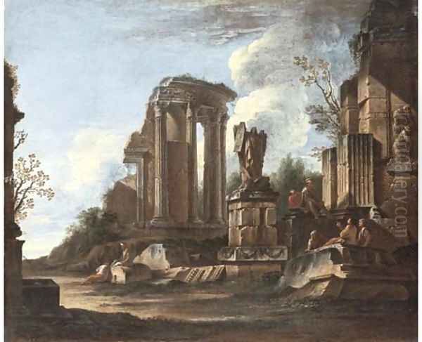 A capriccio with the Temple of the Sibyl at Tivoli and classical ruins - view 1