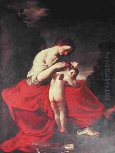Venus combing Cupids Hair - view 1