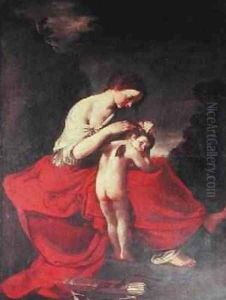Venus combing Cupids Hair by Giovanni Giovanni da San (Mannozzi)
