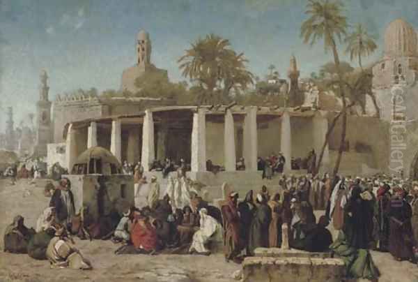 Crowds Gathering before the Tombs of the Caliphs, Cairo - view 1