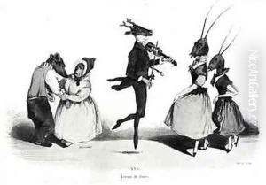 A Couple of Dogs from Les Metamorphoses du Jour by Jean-Jacques Grandville