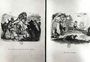 Animals with the Plague and The Two Pigeons by Jean-Jacques Grandville