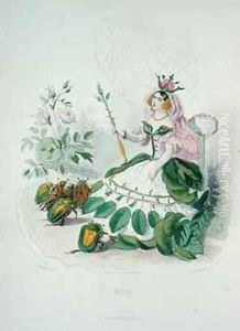 The Rose Rosa Centifolia the Queen of the Flowers by Jean-Jacques Grandville