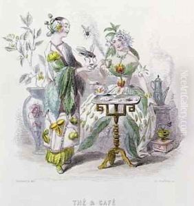 Tea and Coffee from Les Fleurs Animees by Jean-Jacques Grandville