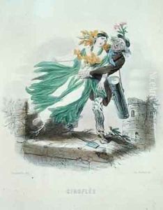 Herbalist stealing the Wallflower by Jean-Jacques Grandville