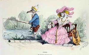 Marriage by the Book caricature from Les Metamorphoses du Jour 2 by Jean-Jacques Grandville