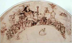Honore de Balzac 1799-1850 amongst characters from his novels by Jean-Jacques Grandville
