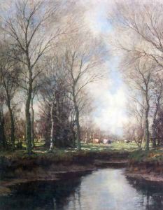 Cows Grazing Along a Stream by Arnold Marc Gorter