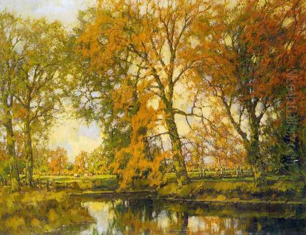 An Autumn Landscape with Cows Near a Stream by Arnold Marc Gorter