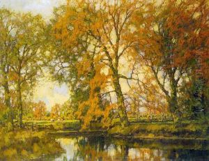 An Autumn Landscape with Cows Near a Stream by Arnold Marc Gorter