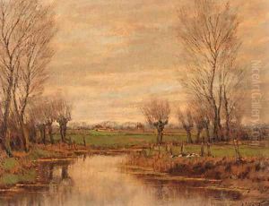 Ducks in a meadow, in spring by Arnold Marc Gorter