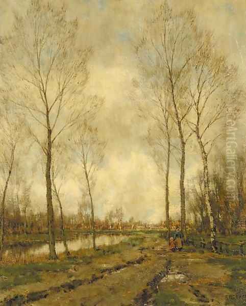 A mother and child strolling along a waterway - view 1