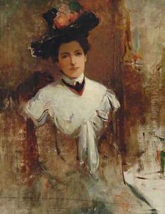 Portrait Study of the Artist's Wife in a Black Hat by Walter Granville-Smith