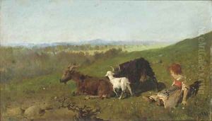 The little goat herder by Baldomer Galofre Gimenez